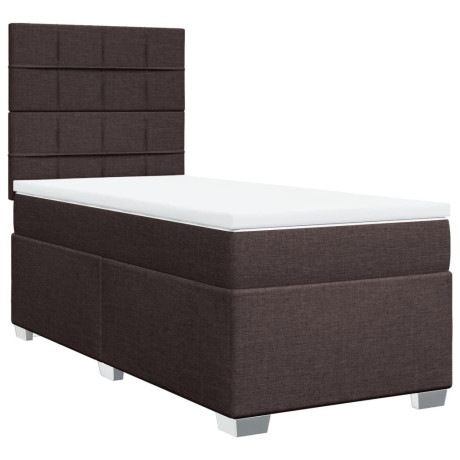 vidaXL Boxspring met matras stof donkerbruin 80x200 cm afbeelding2 - 1