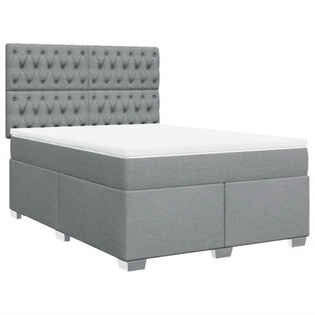 vidaXL Boxspring met matras stof lichtgrijs 140x200 cm afbeelding2 - 1