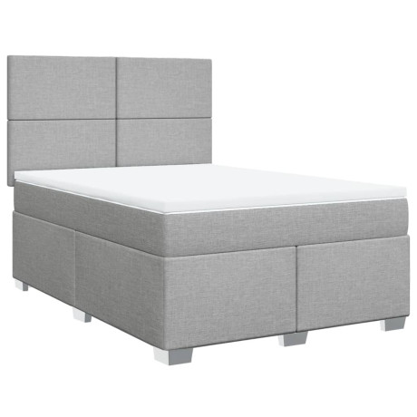 vidaXL Boxspring met matras stof lichtgrijs 160x200 cm afbeelding2 - 1