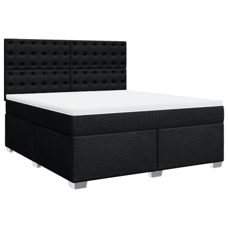 vidaXL Boxspring met matras stof zwart 180x200 cm afbeelding2 - 1