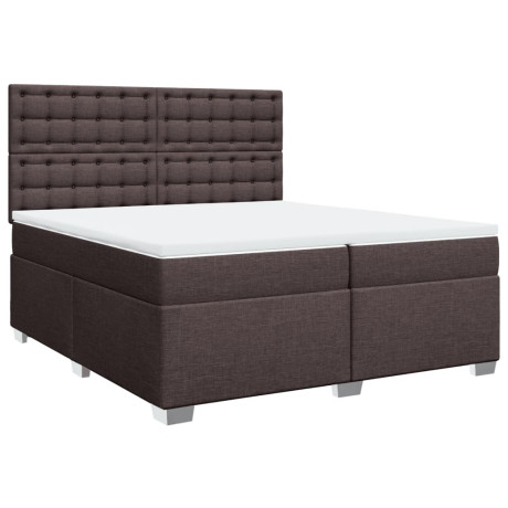 vidaXL Boxspring met matras stof donkerbruin 200x200 cm afbeelding2 - 1