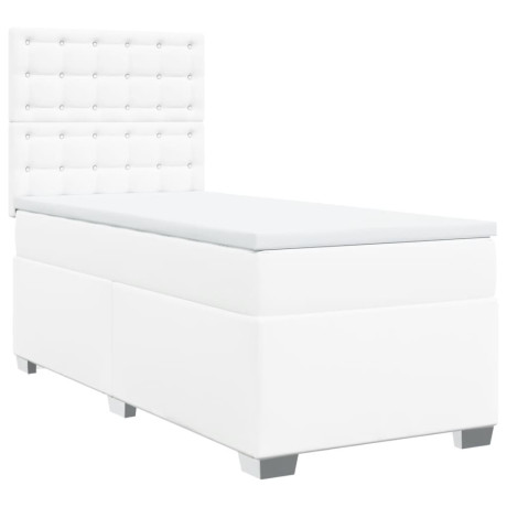 vidaXL Boxspring met matras kunstleer wit 90x190 cm afbeelding2 - 1
