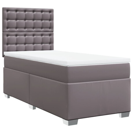 vidaXL Boxspring met matras kunstleer grijs 100x200 cm afbeelding2 - 1