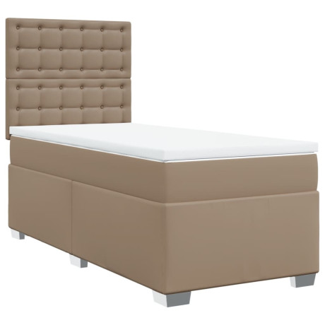 vidaXL Boxspring met matras kunstleer cappuccinokleurig 100x200 cm afbeelding2 - 1