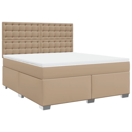 vidaXL Boxspring met matras kunstleer cappuccinokleurig 180x200 cm afbeelding2 - 1