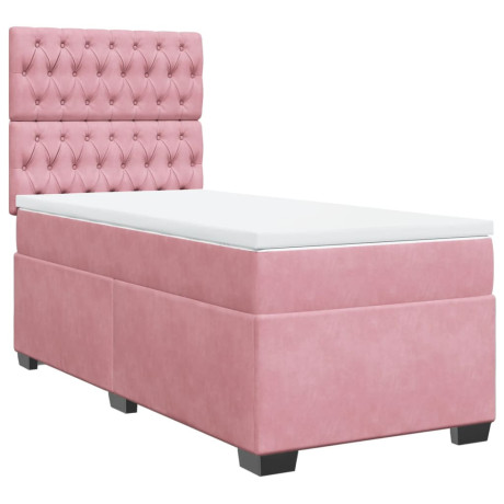 vidaXL Boxspring met matras fluweel roze 80x200 cm afbeelding2 - 1