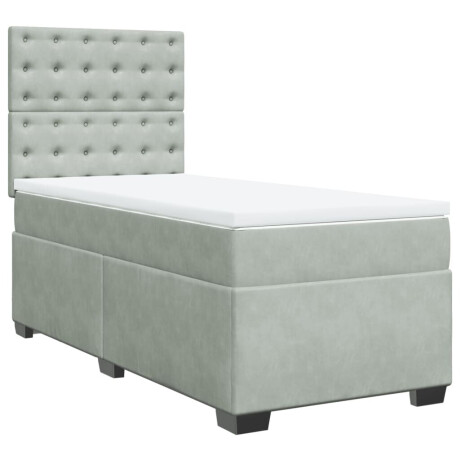 vidaXL Boxspring met matras fluweel lichtgrijs 80x200 cm afbeelding2 - 1