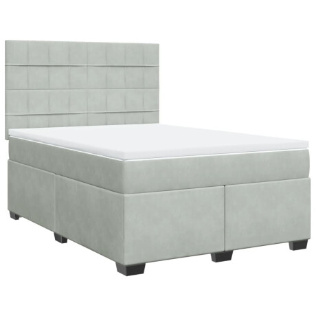 vidaXL Boxspring met matras fluweel lichtgrijs 140x190 cm afbeelding2 - 1
