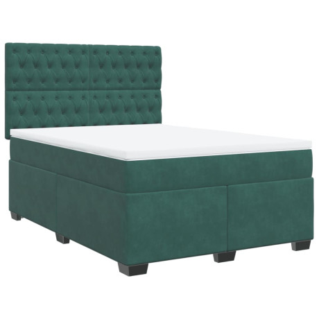 vidaXL Boxspring met matras fluweel donkergroen 160x200 cm afbeelding2 - 1
