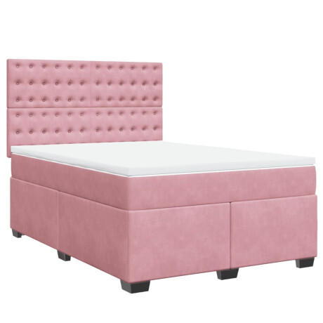 vidaXL Boxspring met matras fluweel roze 160x200 cm afbeelding2 - 1