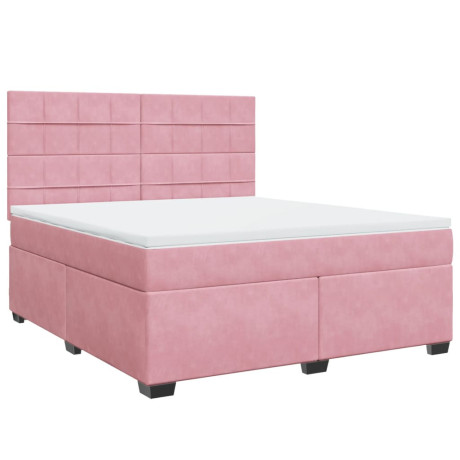 vidaXL Boxspring met matras fluweel roze 180x200 cm afbeelding2 - 1