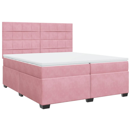 vidaXL Boxspring met matras fluweel roze 200x200 cm afbeelding2 - 1