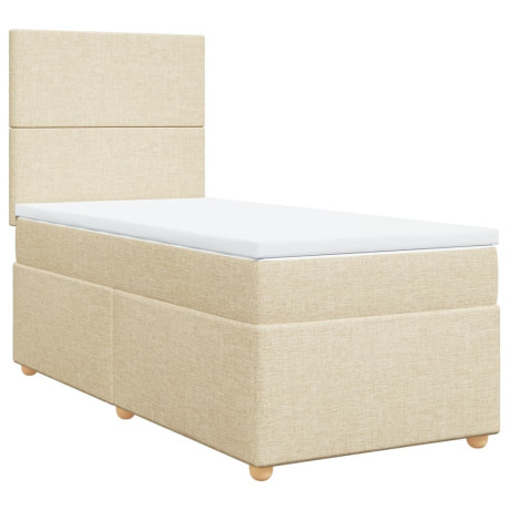 vidaXL Boxspring met matras stof crèmekleurig 90x190 cm afbeelding2 - 1
