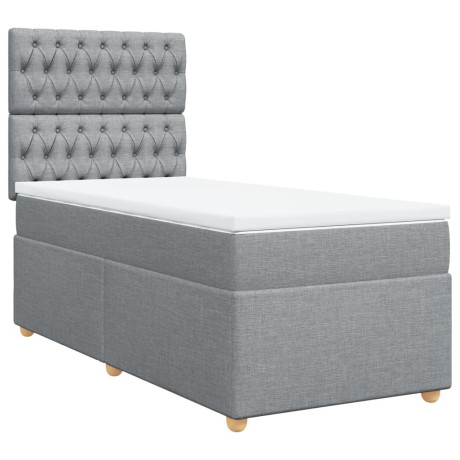 vidaXL Boxspring met matras stof lichtgrijs 90x190 cm afbeelding2 - 1