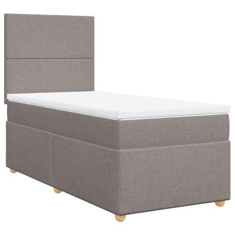 vidaXL Boxspring met matras stof taupe 100x200 cm afbeelding2 - 1