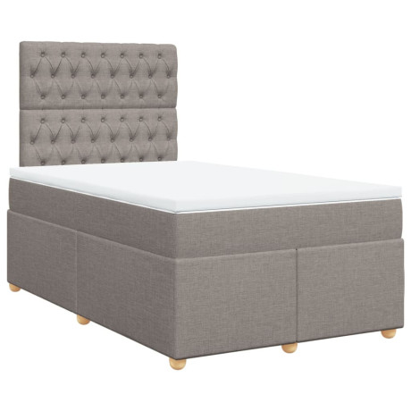 vidaXL Boxspring met matras stof taupe 120x200 cm afbeelding2 - 1