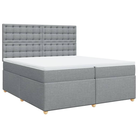 vidaXL Boxspring met matras stof lichtgrijs 200x200 cm afbeelding2 - 1