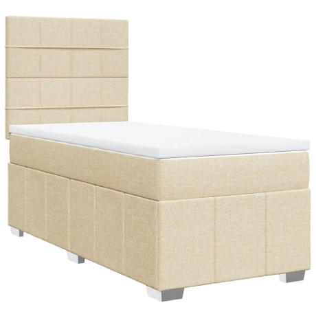 vidaXL Boxspring met matras stof crèmekleurig 80x200 cm afbeelding2 - 1