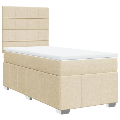 vidaXL Boxspring met matras stof crèmekleurig 90x190 cm afbeelding2 - 1