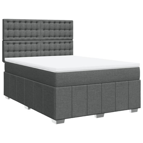 vidaXL Boxspring met matras stof donkergrijs 140x200 cm afbeelding2 - 1