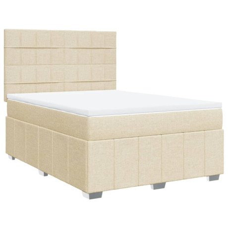 vidaXL Boxspring met matras stof crèmekleurig 160x200 cm afbeelding2 - 1
