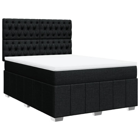 vidaXL Boxspring met matras stof zwart 160x200 cm afbeelding2 - 1