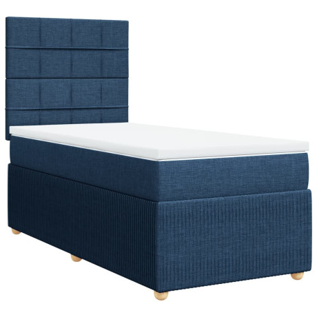 vidaXL Boxspring met matras stof blauw 90x200 cm afbeelding2 - 1