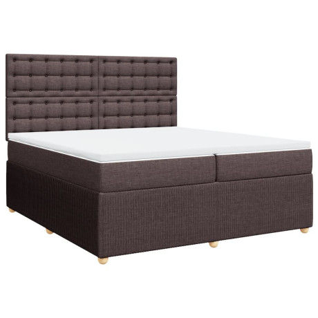 vidaXL Boxspring met matras stof donkerbruin 200x200 cm afbeelding2 - 1