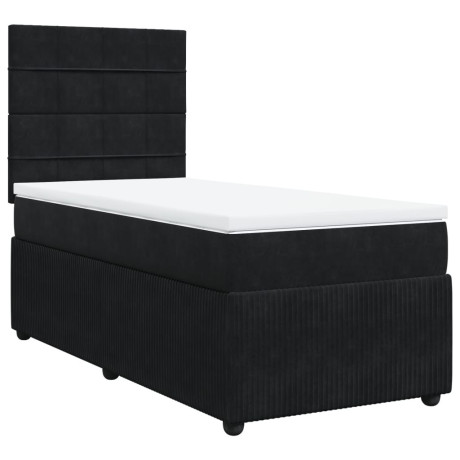 vidaXL Boxspring met matras fluweel zwart 80x200 cm afbeelding2 - 1