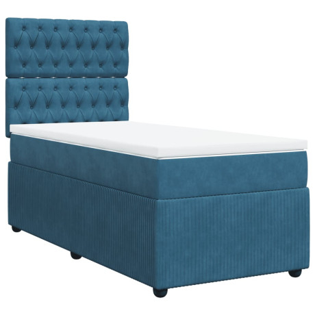 vidaXL Boxspring met matras fluweel donkerblauw 80x200 cm afbeelding2 - 1