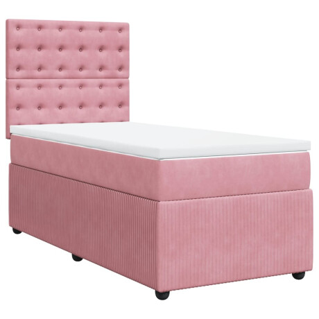 vidaXL Boxspring met matras fluweel roze 80x200 cm afbeelding2 - 1