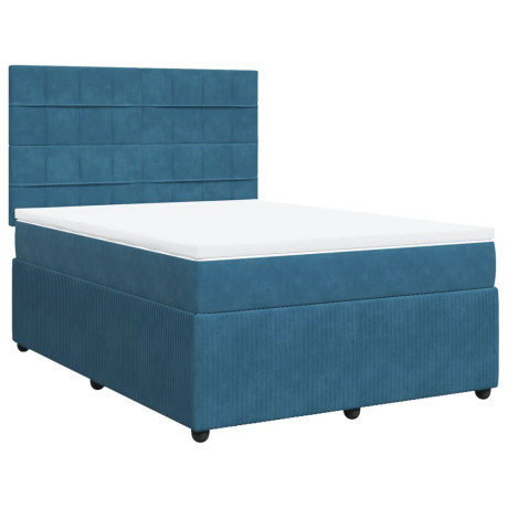 vidaXL Boxspring met matras fluweel donkerblauw 140x200 cm afbeelding2 - 1