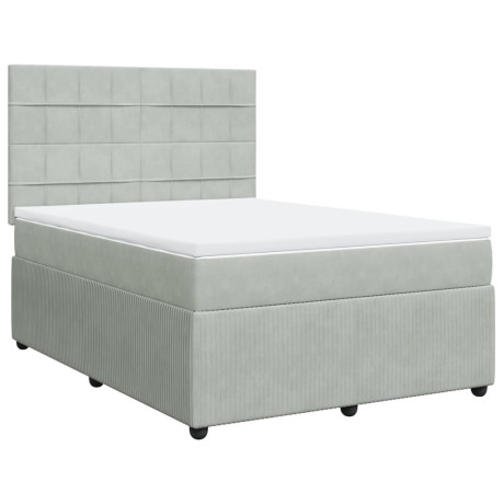 vidaXL Boxspring met matras fluweel lichtgrijs 160x200 cm afbeelding2 - 1