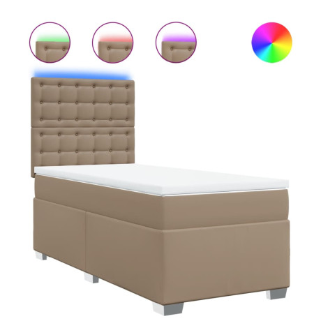 vidaXL Boxspring met matras kunstleer cappuccinokleurig 90x200 cm afbeelding2 - 1