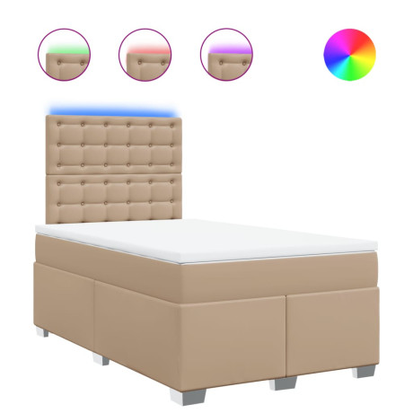 vidaXL Boxspring met matras kunstleer cappuccinokleurig 120x190 cm afbeelding2 - 1