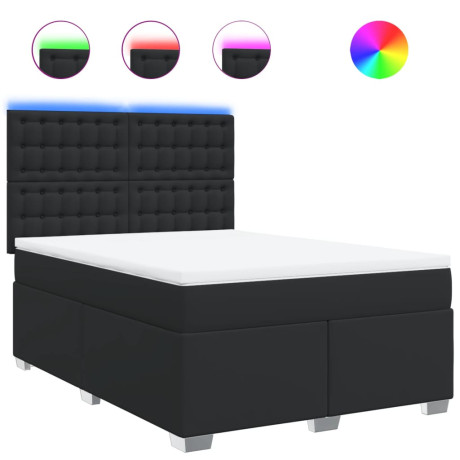 vidaXL Boxspring met matras kunstleer zwart 160x200 cm afbeelding2 - 1