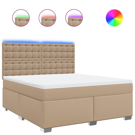 vidaXL Boxspring met matras kunstleer cappuccinokleurig 180x200 cm afbeelding2 - 1