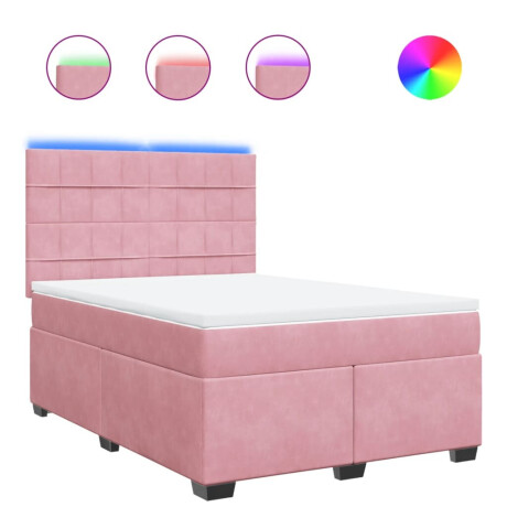 vidaXL Boxspring met matras fluweel roze 140x190 cm afbeelding2 - 1
