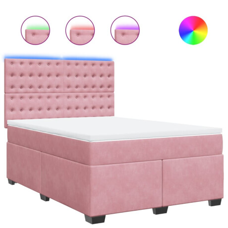 vidaXL Boxspring met matras fluweel roze 160x200 cm afbeelding2 - 1
