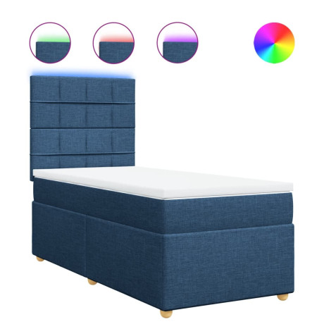 vidaXL Boxspring met matras stof blauw 80x200 cm afbeelding2 - 1