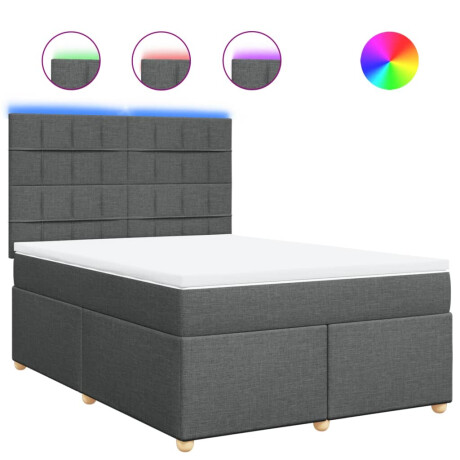 vidaXL Boxspring met matras stof donkergrijs 160x200 cm afbeelding2 - 1