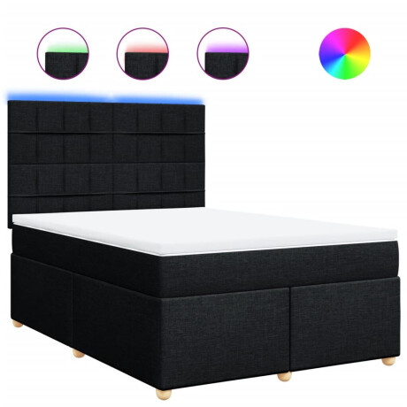 vidaXL Boxspring met matras stof zwart 160x200 cm afbeelding2 - 1