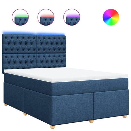 vidaXL Boxspring met matras stof blauw 160x200 cm afbeelding2 - 1