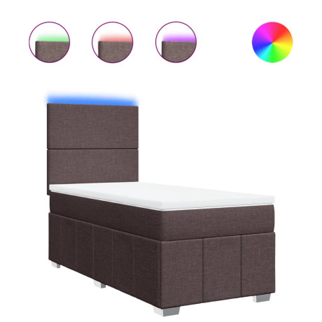 vidaXL Boxspring met matras stof donkerbruin 100x200 cm afbeelding2 - 1