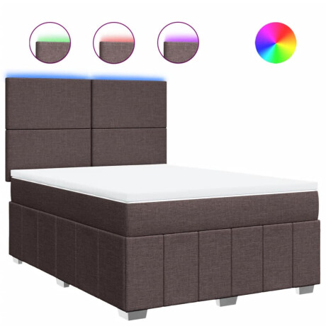 vidaXL Boxspring met matras stof donkerbruin 140x200 cm afbeelding2 - 1
