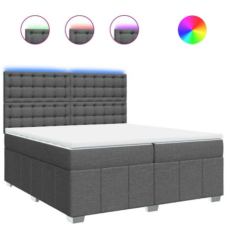 vidaXL Boxspring met matras stof donkergrijs 200x200 cm afbeelding2 - 1