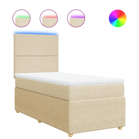 vidaXL Boxspring met matras stof crèmekleurig 90x190 cm afbeelding2 - 1