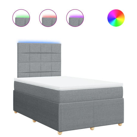 vidaXL Boxspring met matras stof lichtgrijs 120x190 cm afbeelding2 - 1