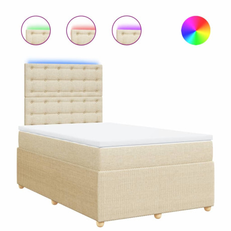 vidaXL Boxspring met matras stof crèmekleurig 120x200 cm afbeelding2 - 1