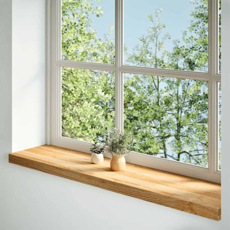 vidaXL Vensterbanken 2 st 100x25x2 cm massief eikenhout lichtbruin afbeelding2 - 1